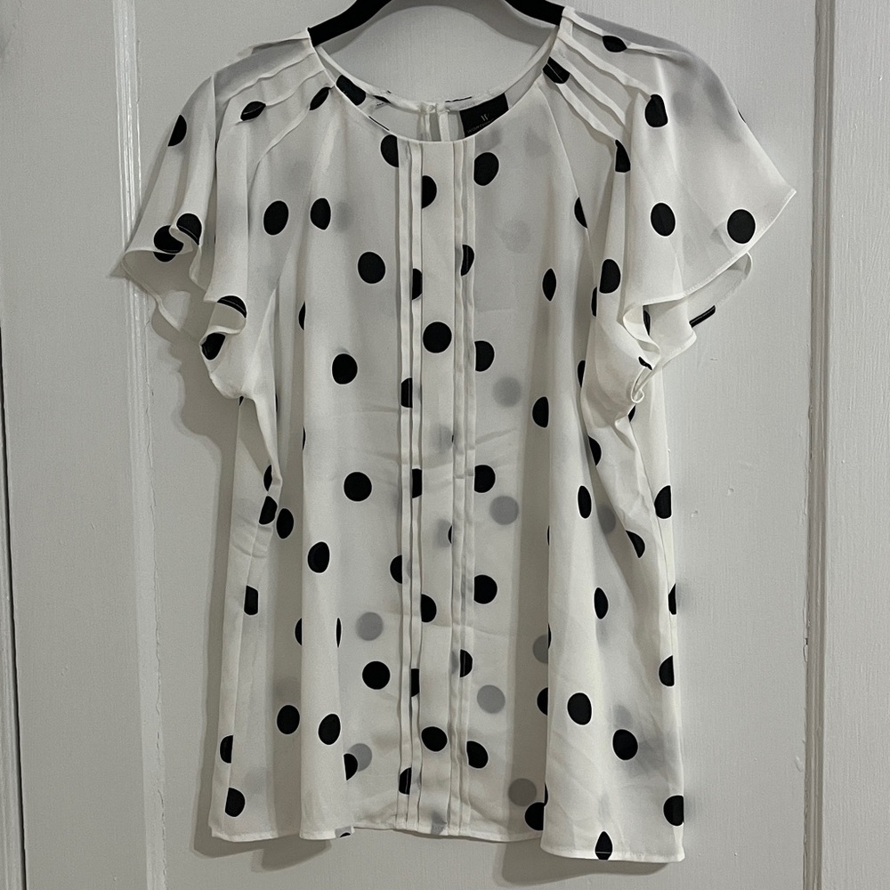 Worthington Polka Dot Sheer Blouse Size Petite Medium